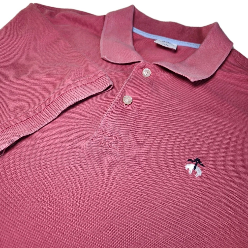 BROOKS BROTHERS 1818 Polo Shirt Mens XL Pink Salmon Cotton Slim Fit Short Sleeve